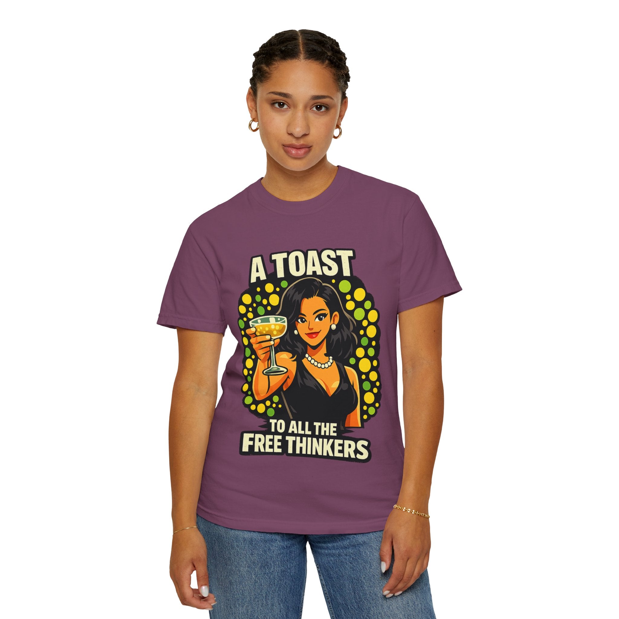 Vintage 'A Toast to All the Free Thinkers' Graphic T-Shirt