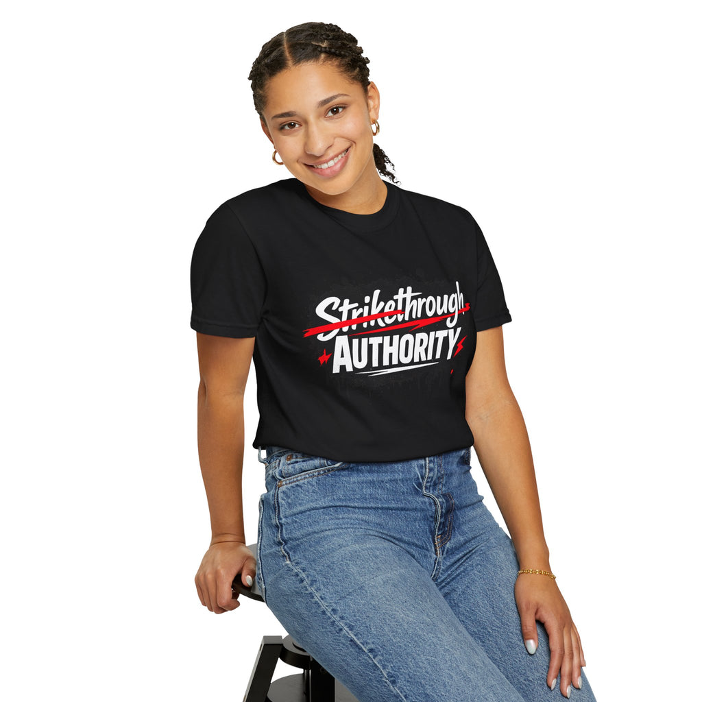 T-Shirt — “Strikethrough Authority” Graphic Tee | Bold Streetwear Protest Design