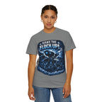 T-Shirt — "Wake the Flock Up" V2 Protest Graphic Tee (Bold Blue Dystopian Design)