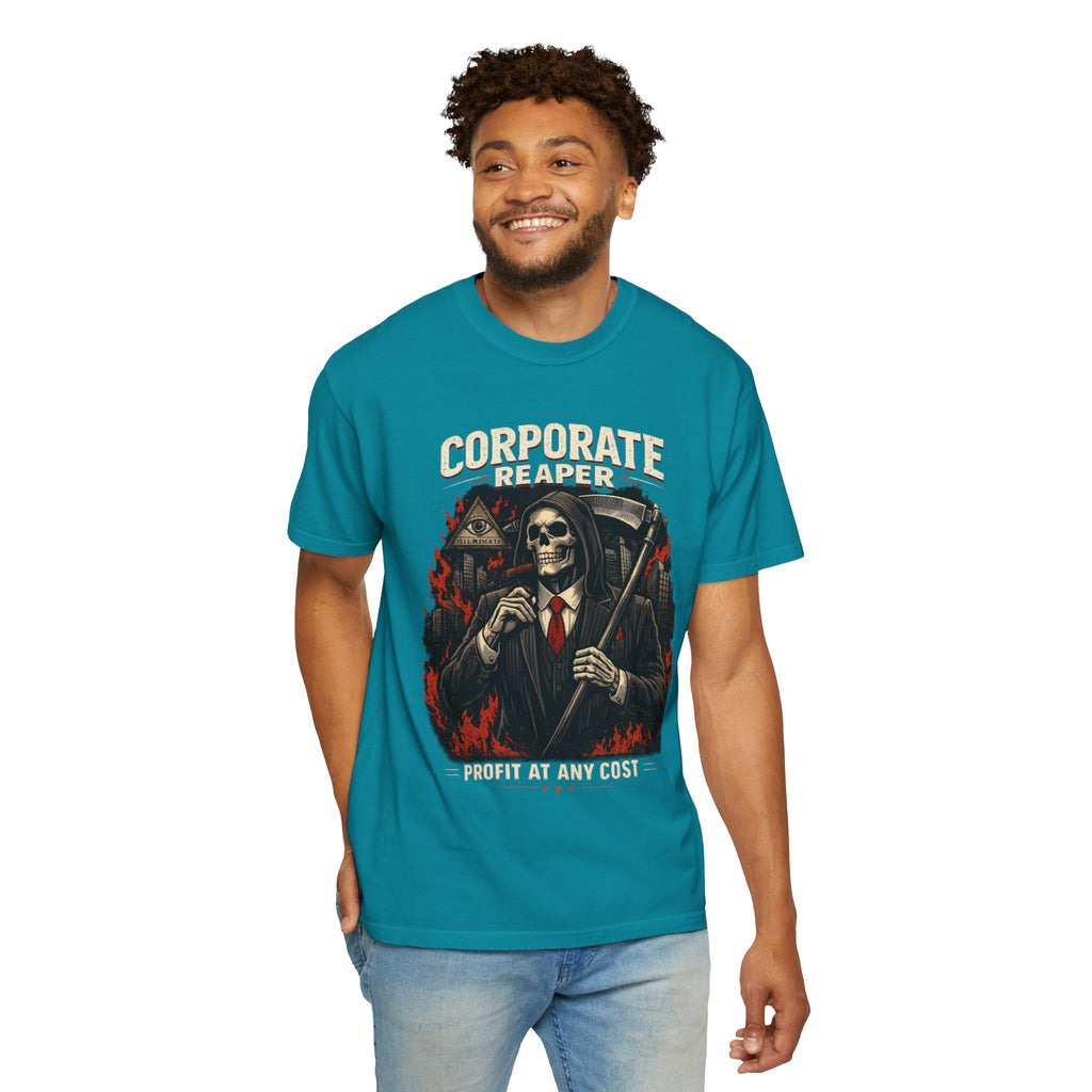 "Corporate Reaper" Skeleton Suit Graphic Tee
