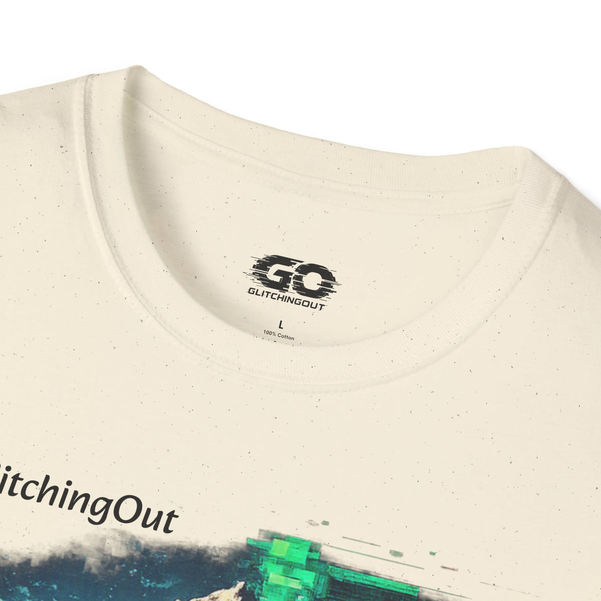 GlitchingOut Mountain Landscape T-Shirt — Retro Glitch Nature Graphic Tee
