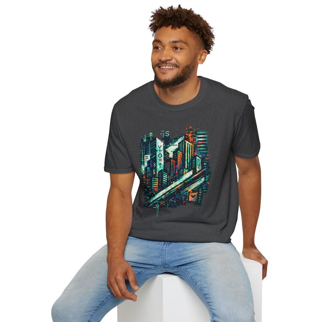 Cyberpunk Cityscape T‑Shirt — Neon Tokyo Skyline Graphic Tee
