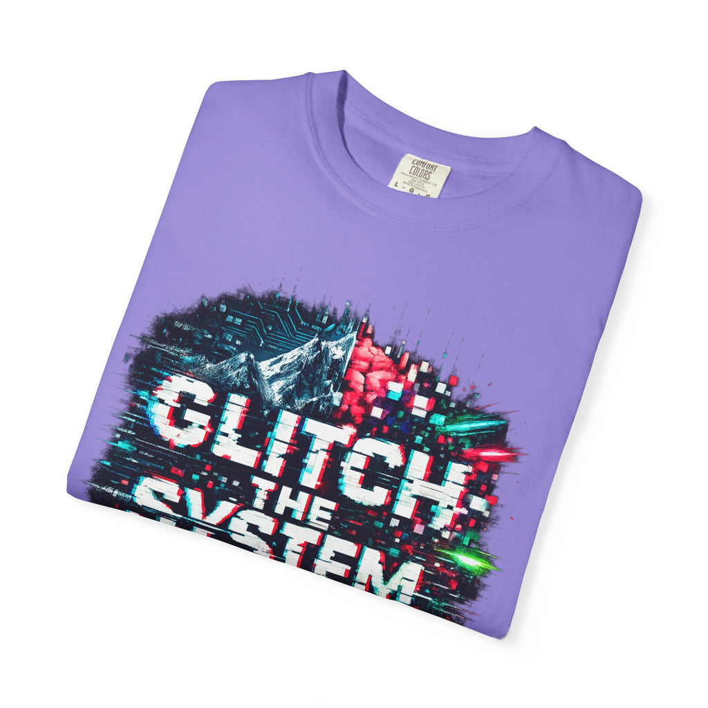 Glitch The System V3 Graphic Tee — Retro Cyberpunk Distressed Design