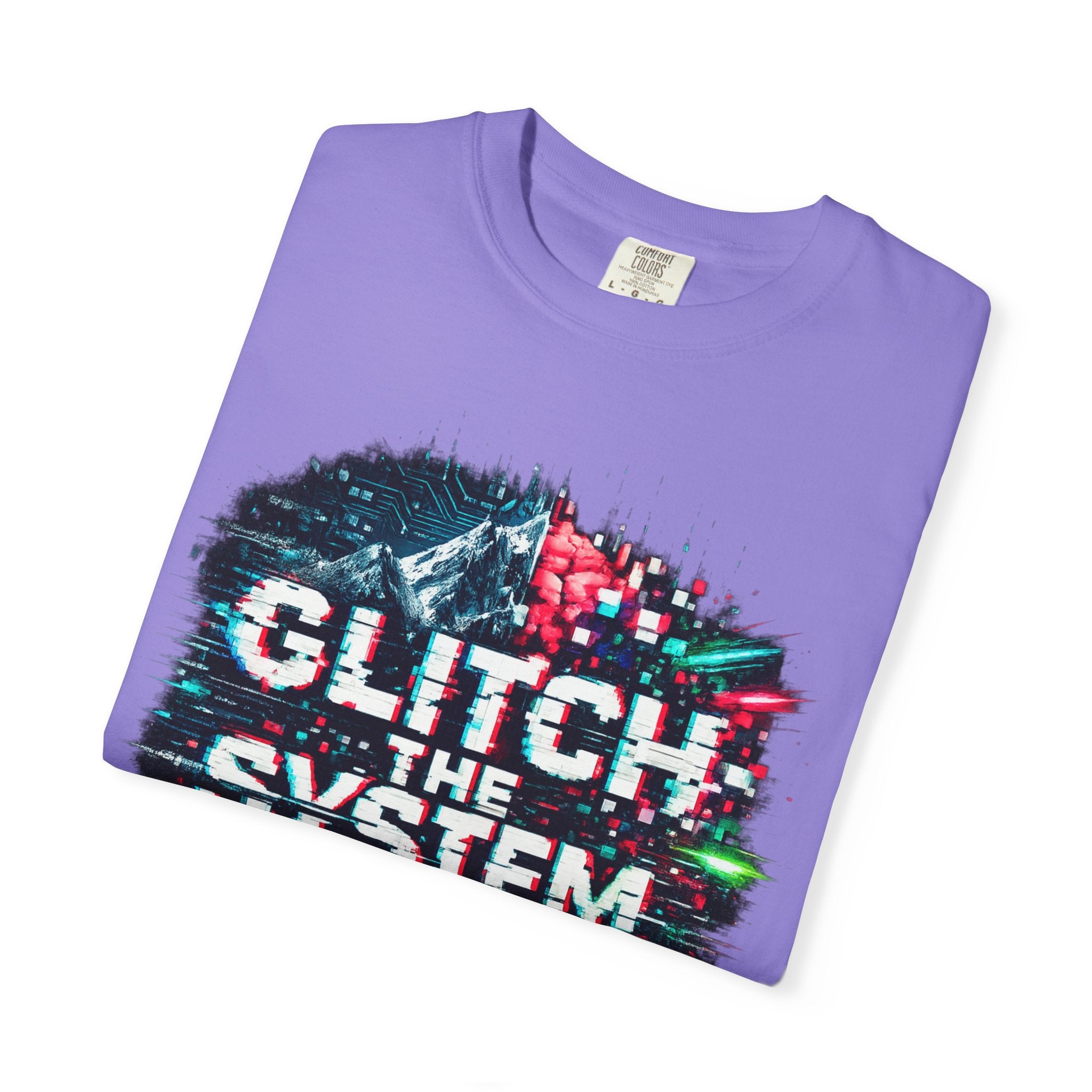 Glitch The System V3 Graphic Tee — Retro Cyberpunk Distressed Design