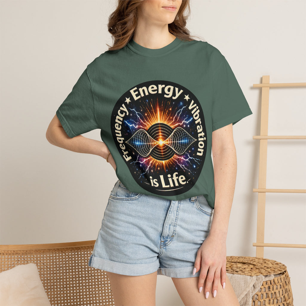 Energy & Vibration T-Shirt — "Frequency is Life" Spiritual Graphic Tee