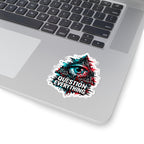 Question Everything Kiss-Cut Sticker — Glitch All-Seeing Eye Design