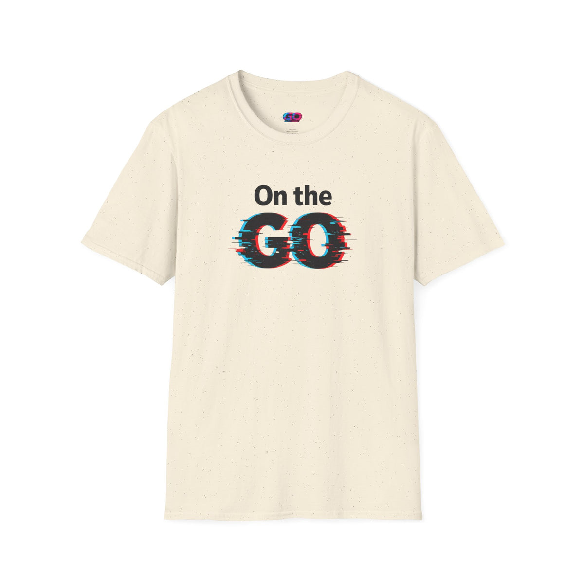 On the GO. Graphic T-Shirt — 'On the GO.' Retro Glitch Travel Tee