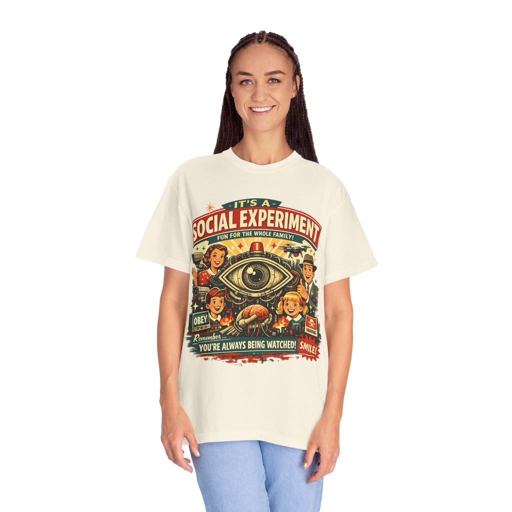 T-Shirt — "It's a Social Experiment" Retro Surveillance Graphic Tee