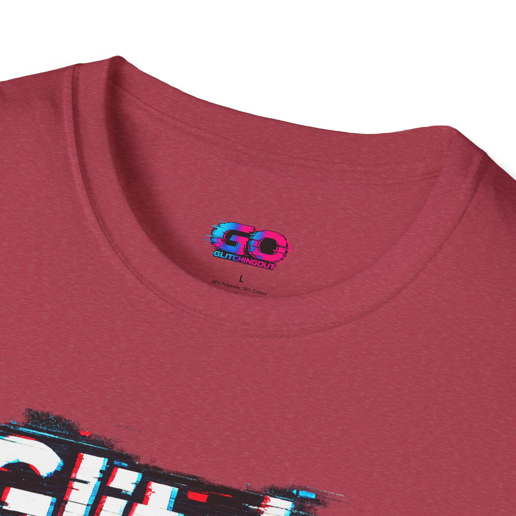 Glitchy Graphic T-Shirt — Retro Glitch Text Tee