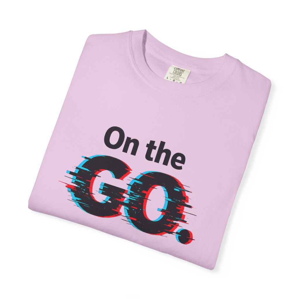 On the GO. Graphic T-Shirt — 'On the GO.' Retro Glitch Travel Tee