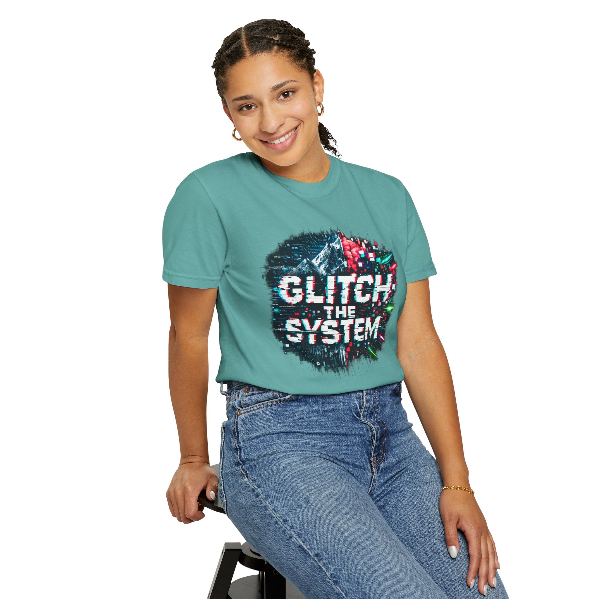 Glitch The System V3 Graphic Tee — Retro Cyberpunk Distressed Design