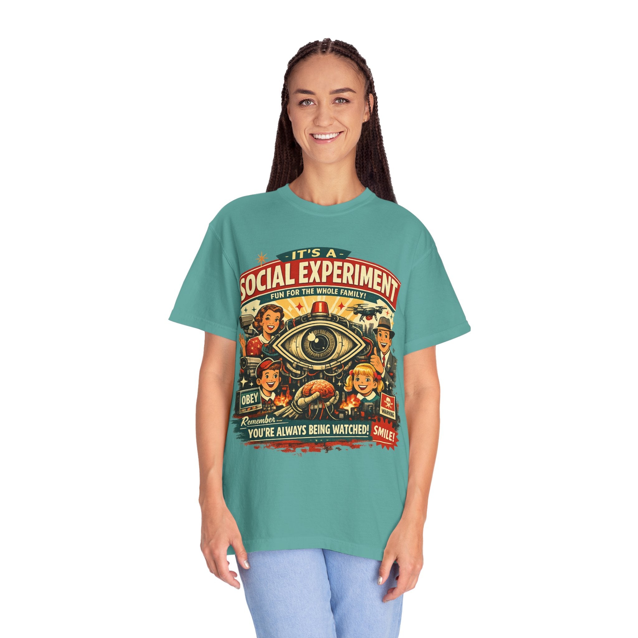 T-Shirt — "It's a Social Experiment" Retro Surveillance Graphic Tee