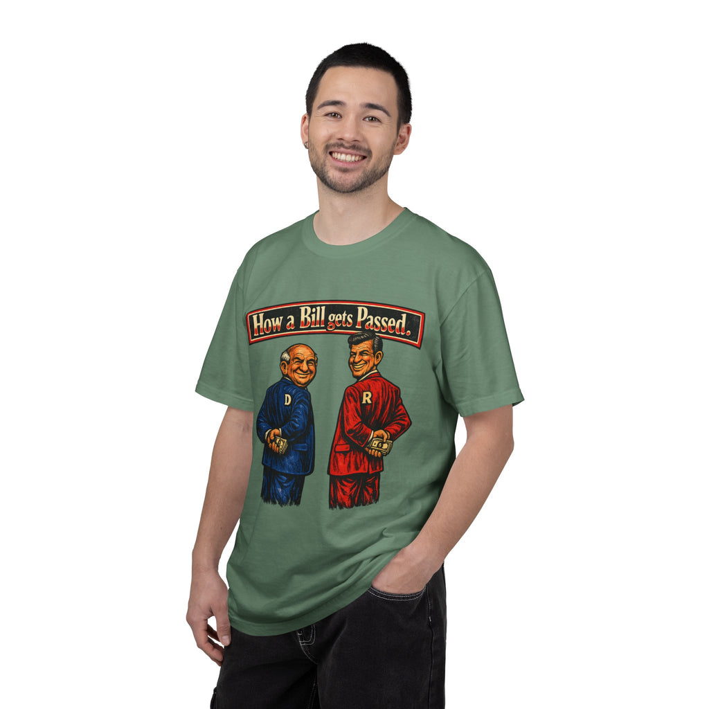 How a Bill Gets Passed Political T-Shirt — Vintage Party Satire Tee