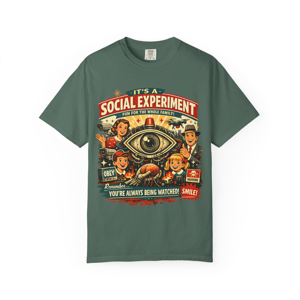 T-Shirt — "It's a Social Experiment" Retro Surveillance Graphic Tee