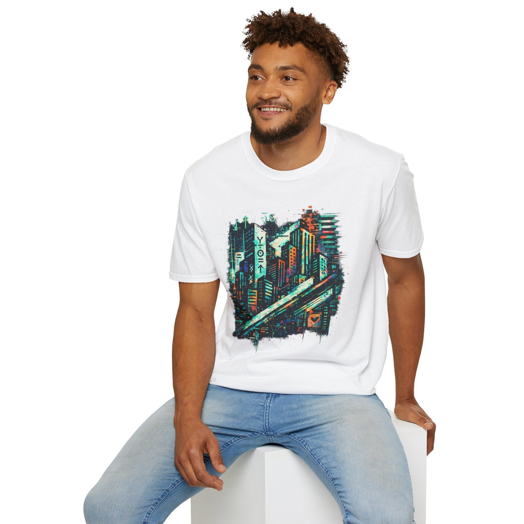 Cyberpunk Cityscape T‑Shirt — Neon Tokyo Skyline Graphic Tee