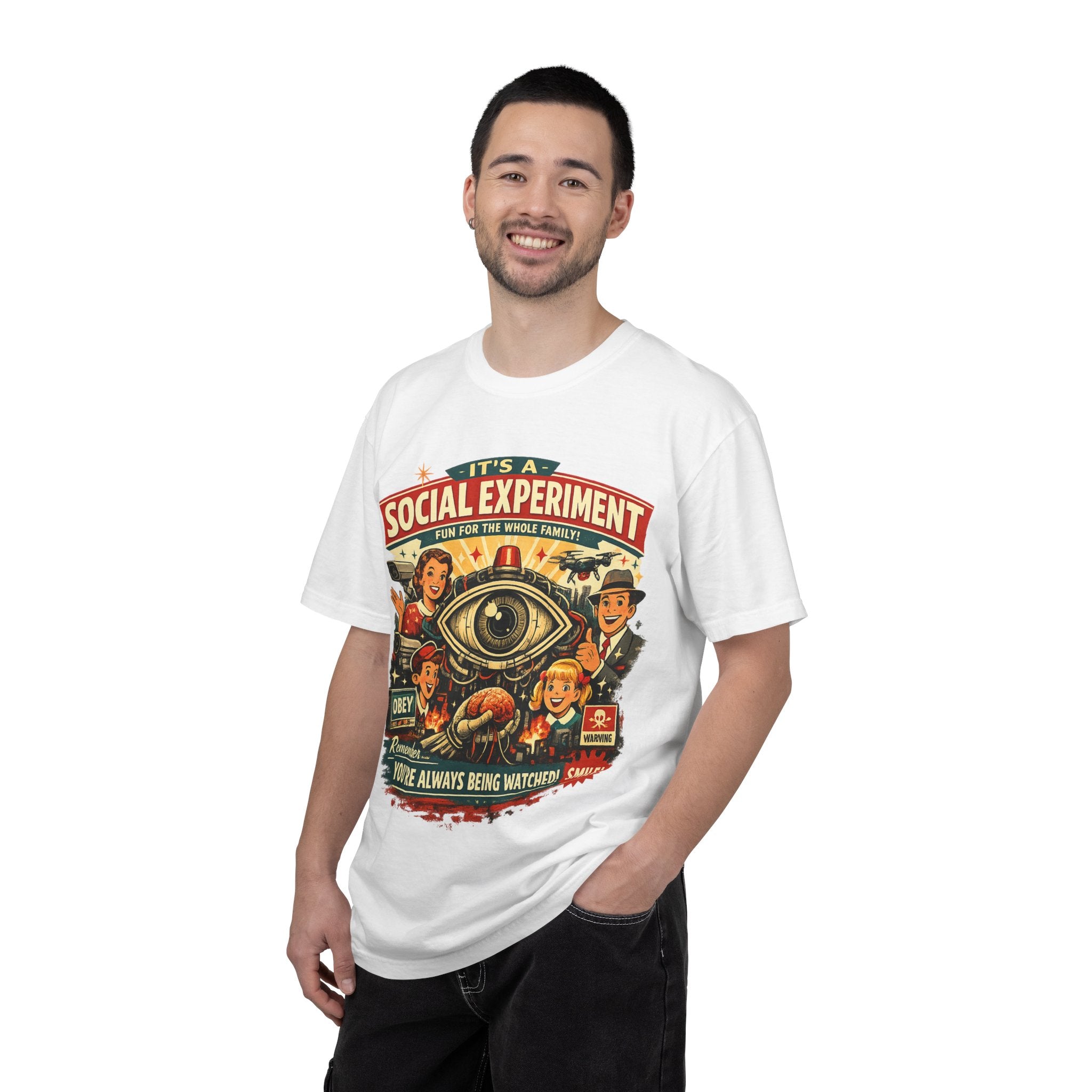 T-Shirt — "It's a Social Experiment" Retro Surveillance Graphic Tee