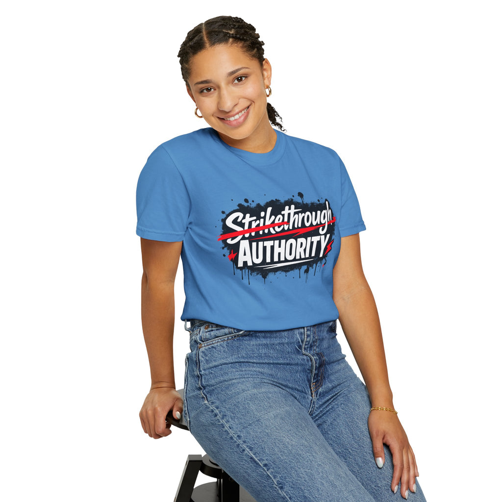 T-Shirt — “Strikethrough Authority” Graphic Tee | Bold Streetwear Protest Design