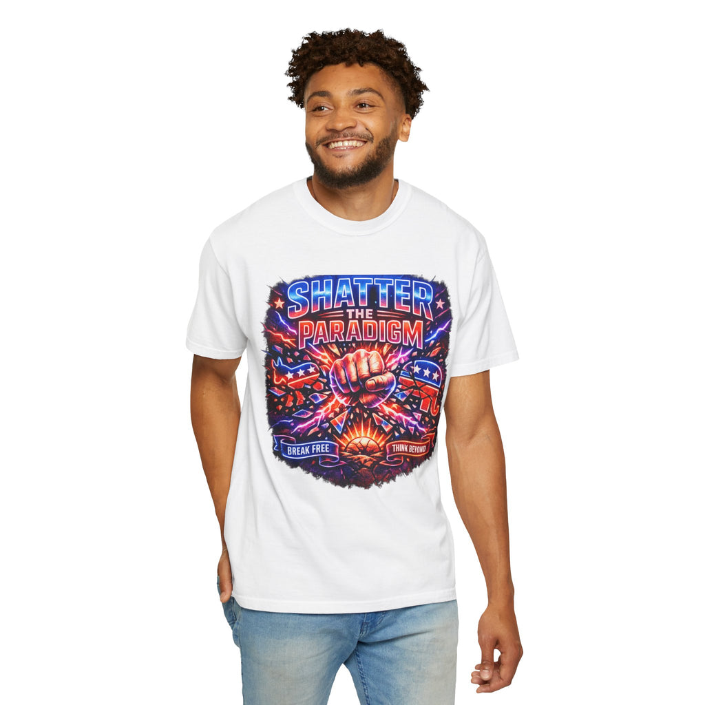 Shatter the Paradigm Graphic T-Shirt — Break Free Fist Design
