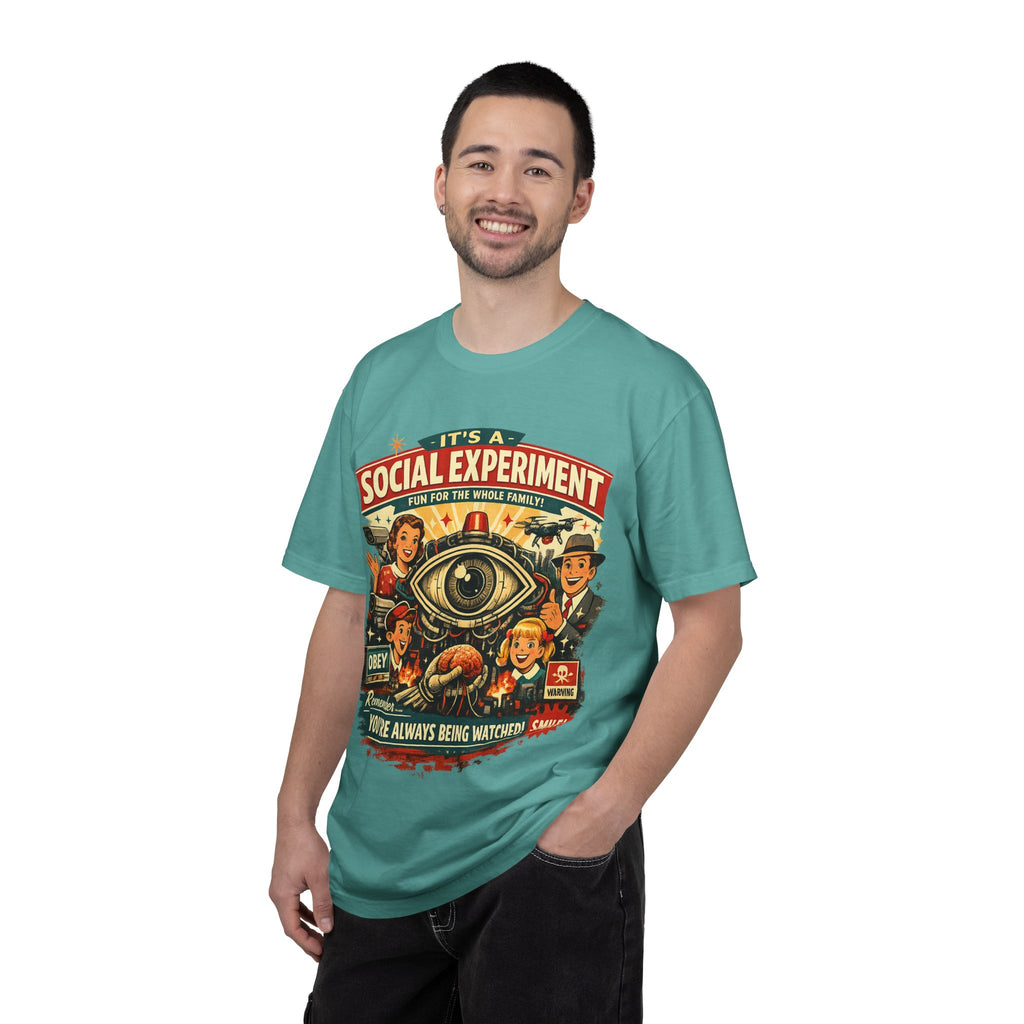T-Shirt — "It's a Social Experiment" Retro Surveillance Graphic Tee