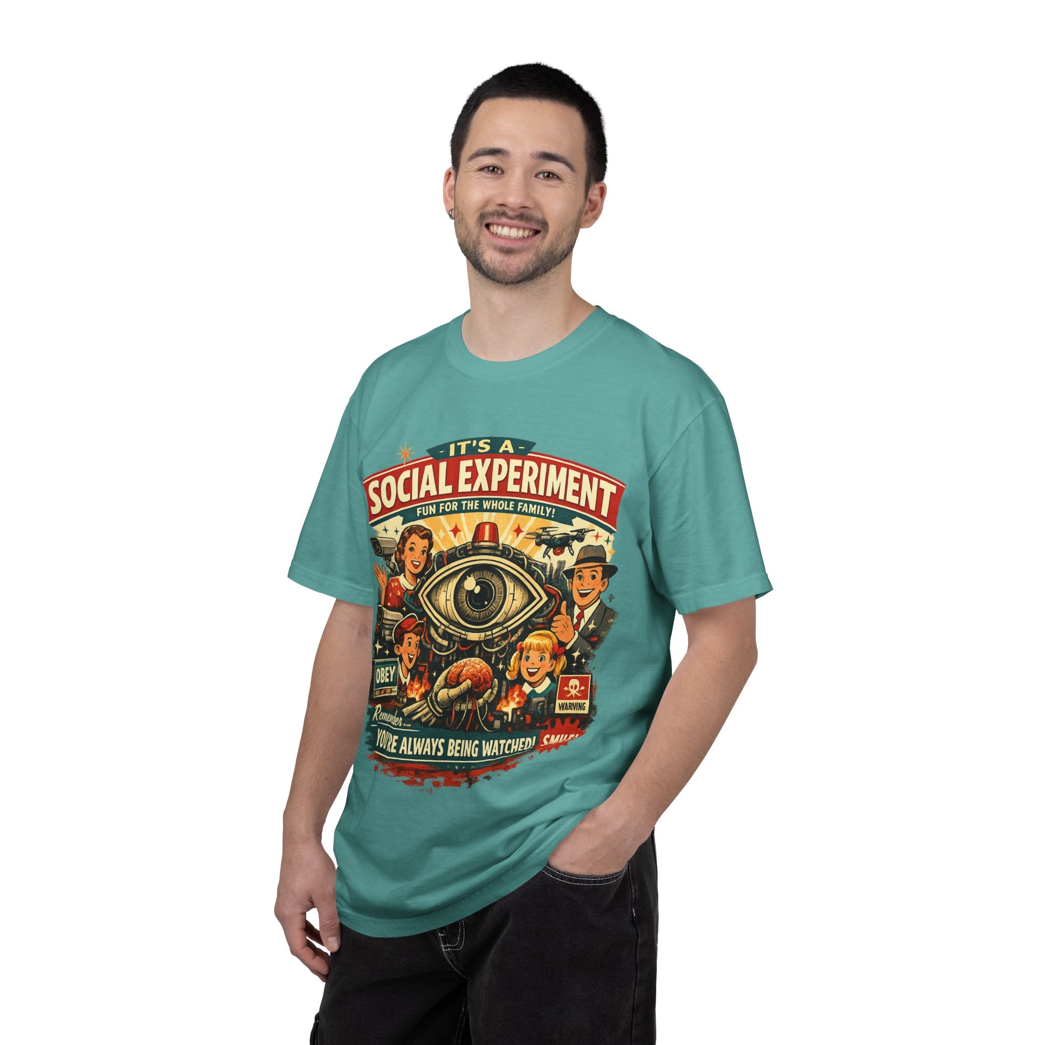 T-Shirt — "It's a Social Experiment" Retro Surveillance Graphic Tee