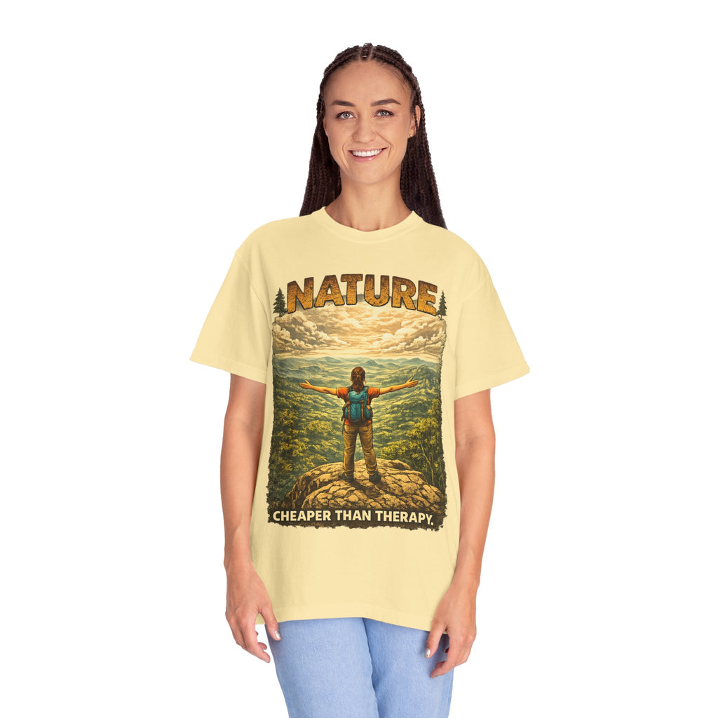 Nature Cheaper Than Therapy T-Shirt — Hiking Outdoors Graphic Tee