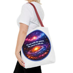 Spiritual Galaxy Tote Bag - "I'm one with the source. The source is with me." Cosmic Meditation Tote