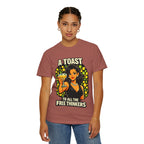 Vintage 'A Toast to All the Free Thinkers' Graphic T-Shirt