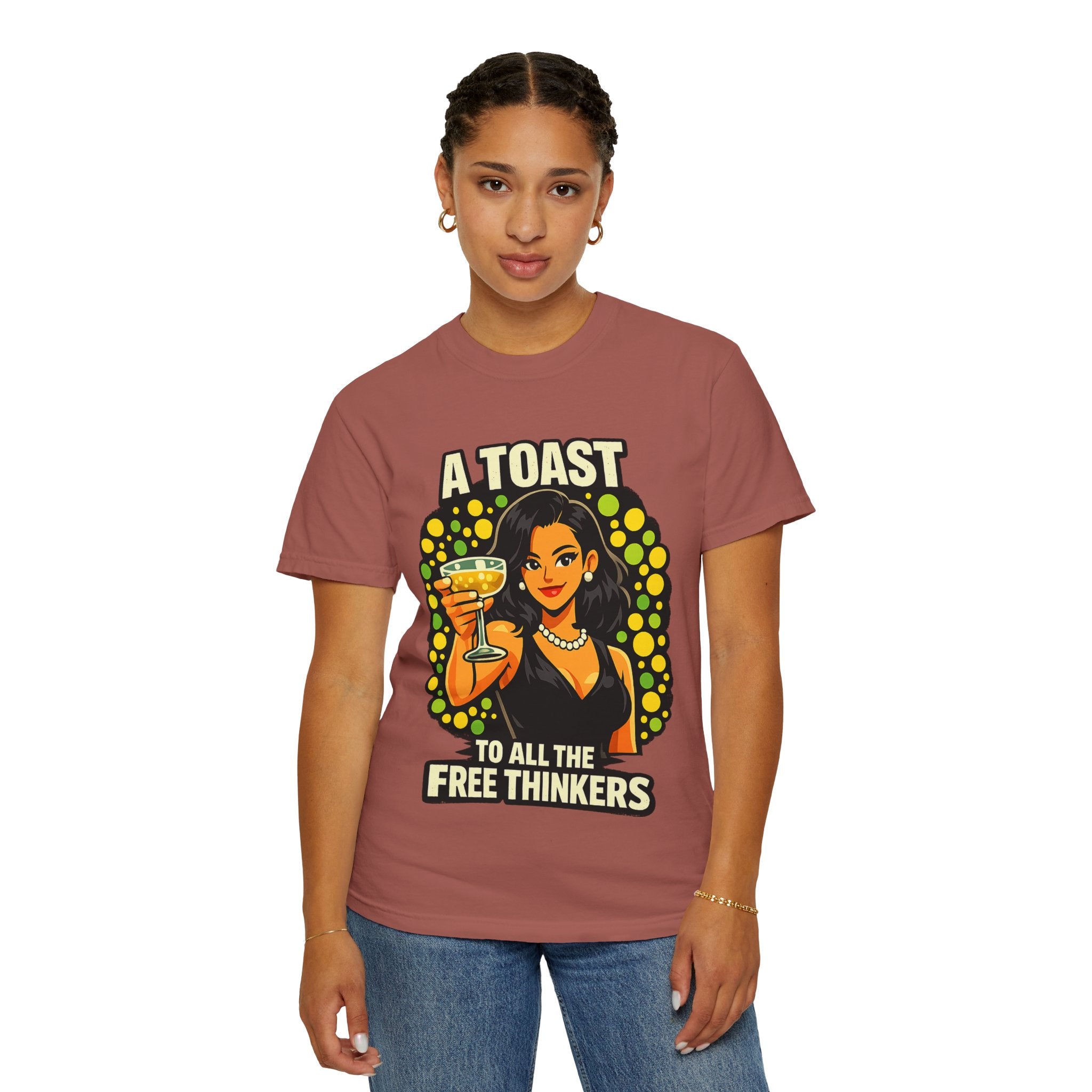 Vintage 'A Toast to All the Free Thinkers' Graphic T-Shirt