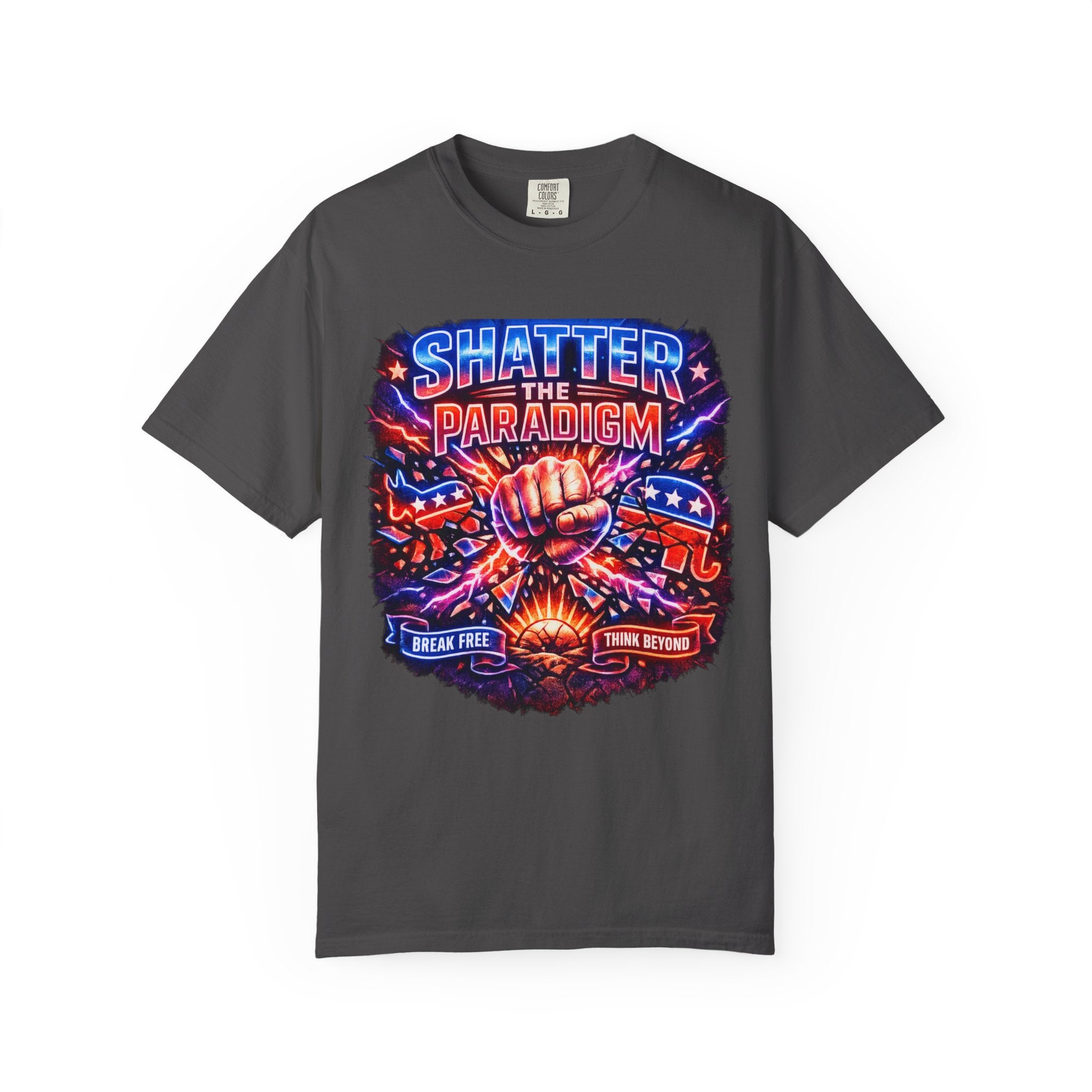 Shatter the Paradigm Graphic T-Shirt — Break Free Fist Design