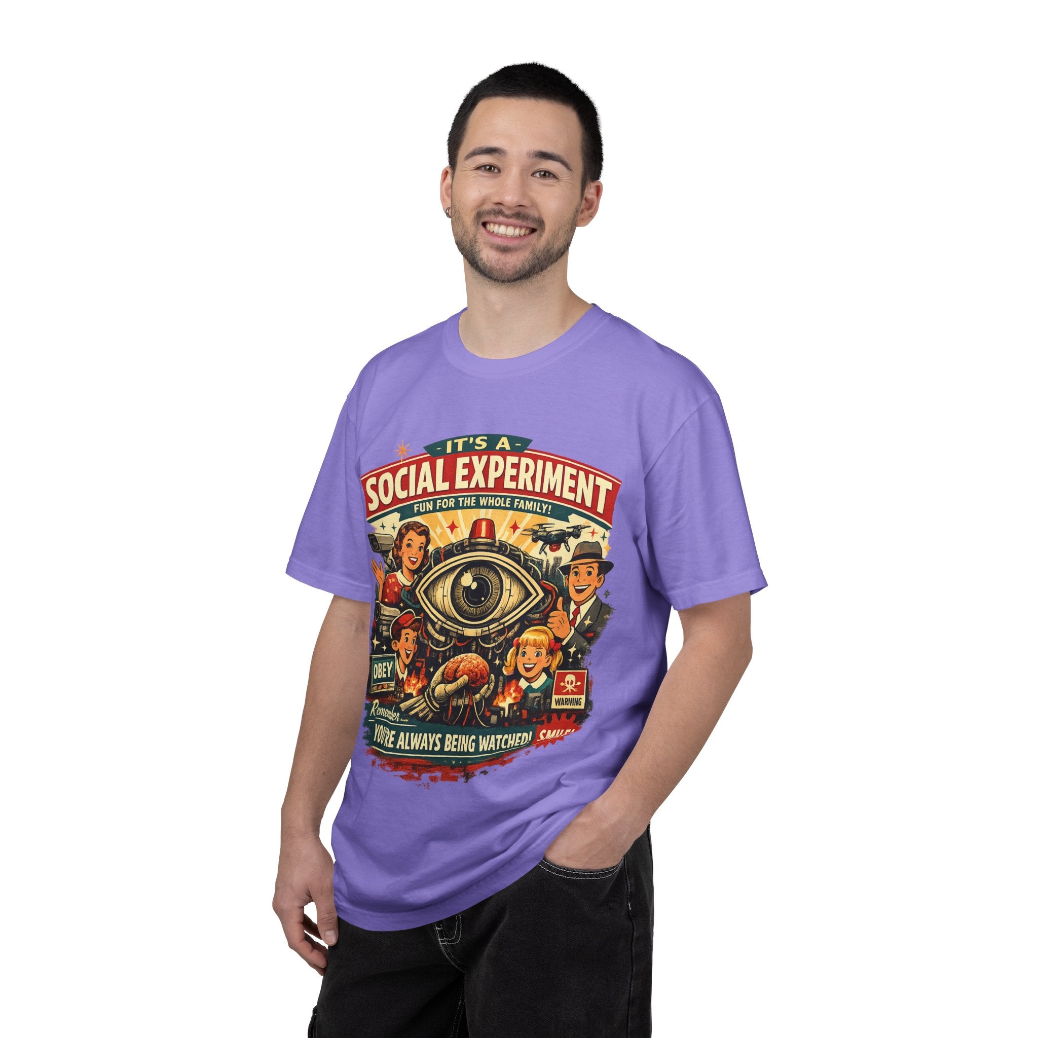 T-Shirt — "It's a Social Experiment" Retro Surveillance Graphic Tee