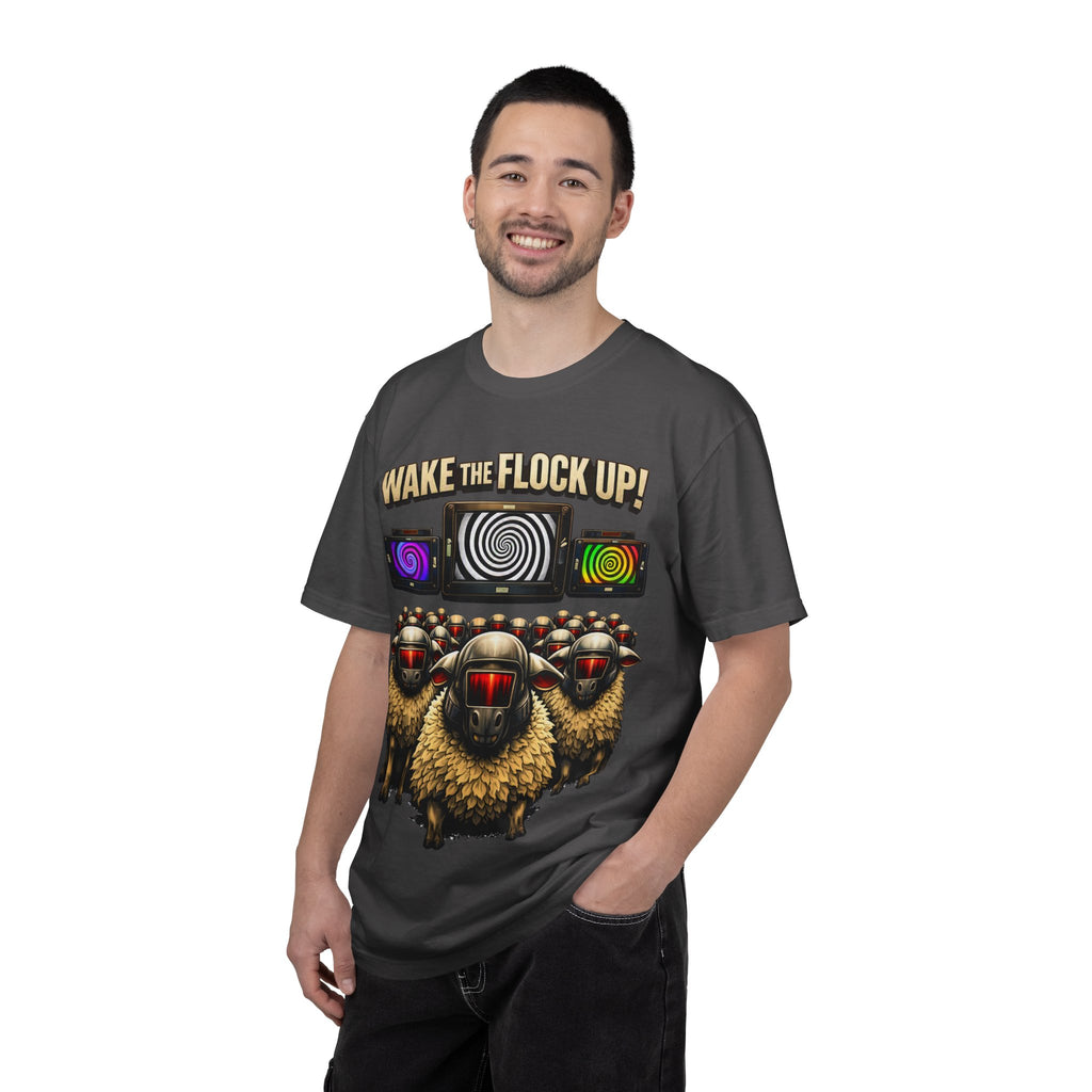 Wake the Flock Up! V3 Hypnotic Sheep Novelty Graphic T-Shirt