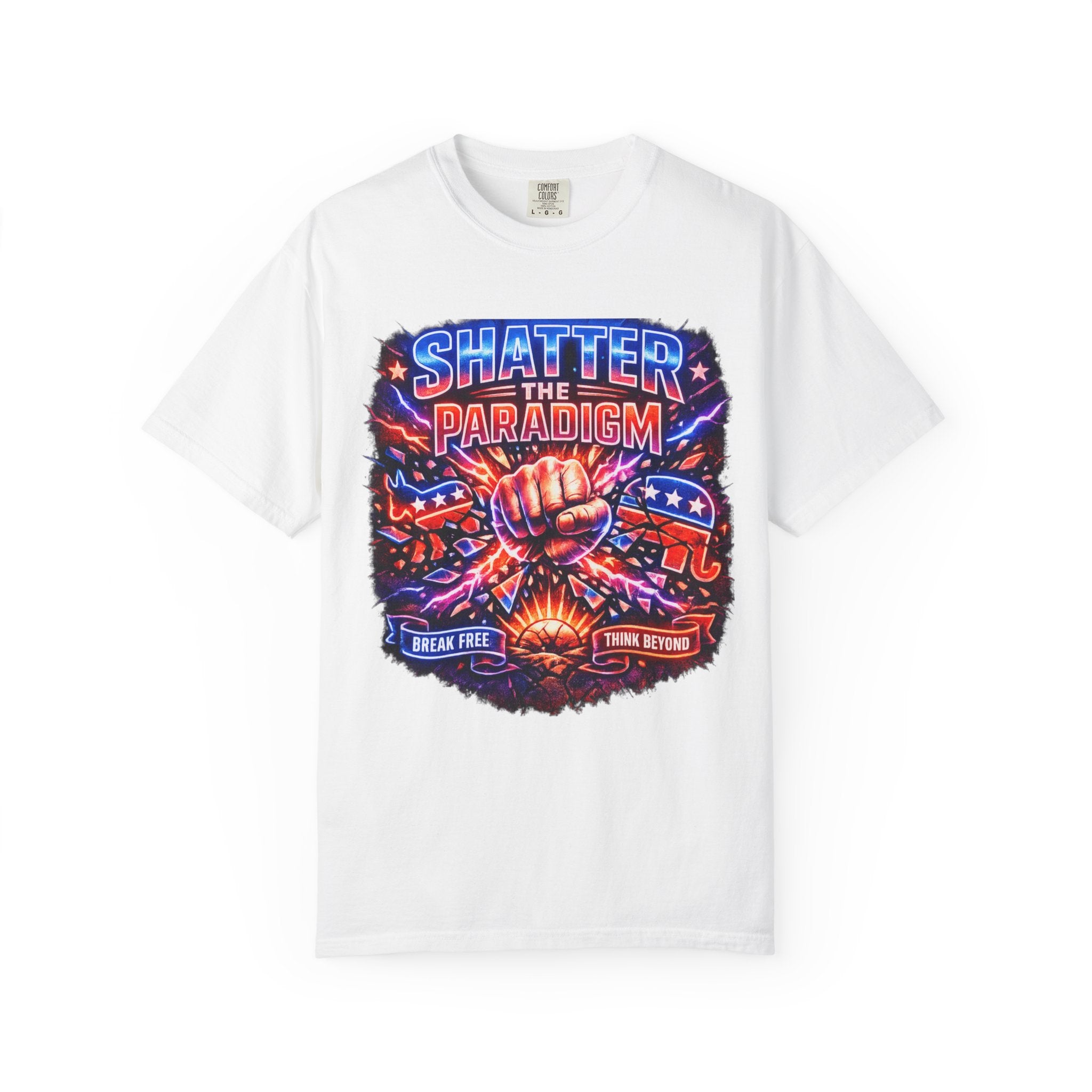 Shatter the Paradigm Graphic T-Shirt — Break Free Fist Design