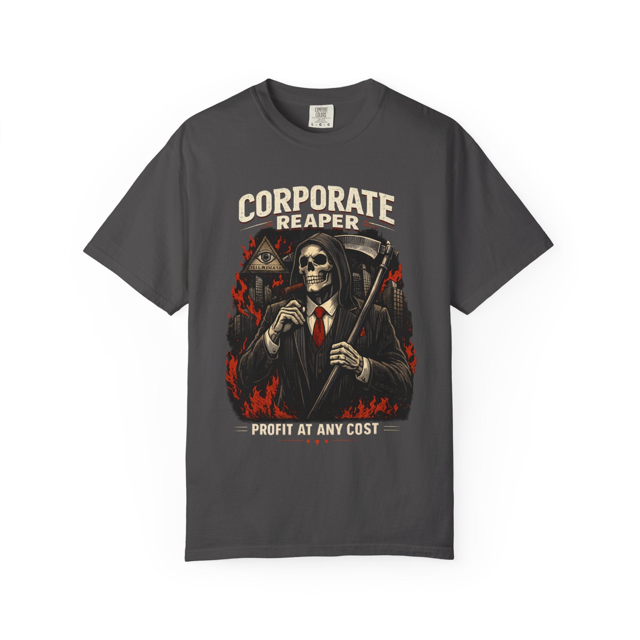 "Corporate Reaper" Skeleton Suit Graphic Tee