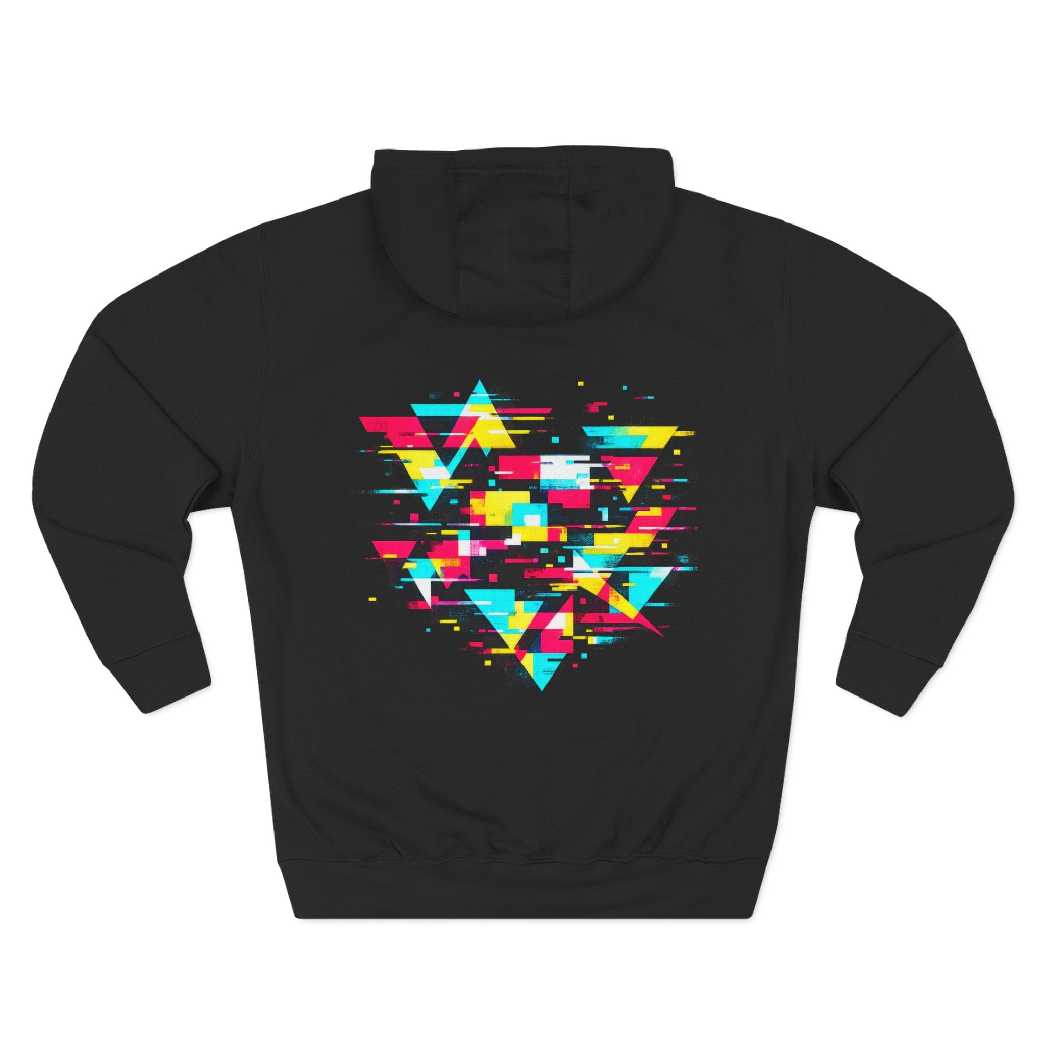 Retro Vaporwave Geometric Graphic ‘Glitching Out’ Fleece Hoodie