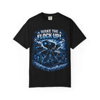 T-Shirt — "Wake the Flock Up" V2 Protest Graphic Tee (Bold Blue Dystopian Design)