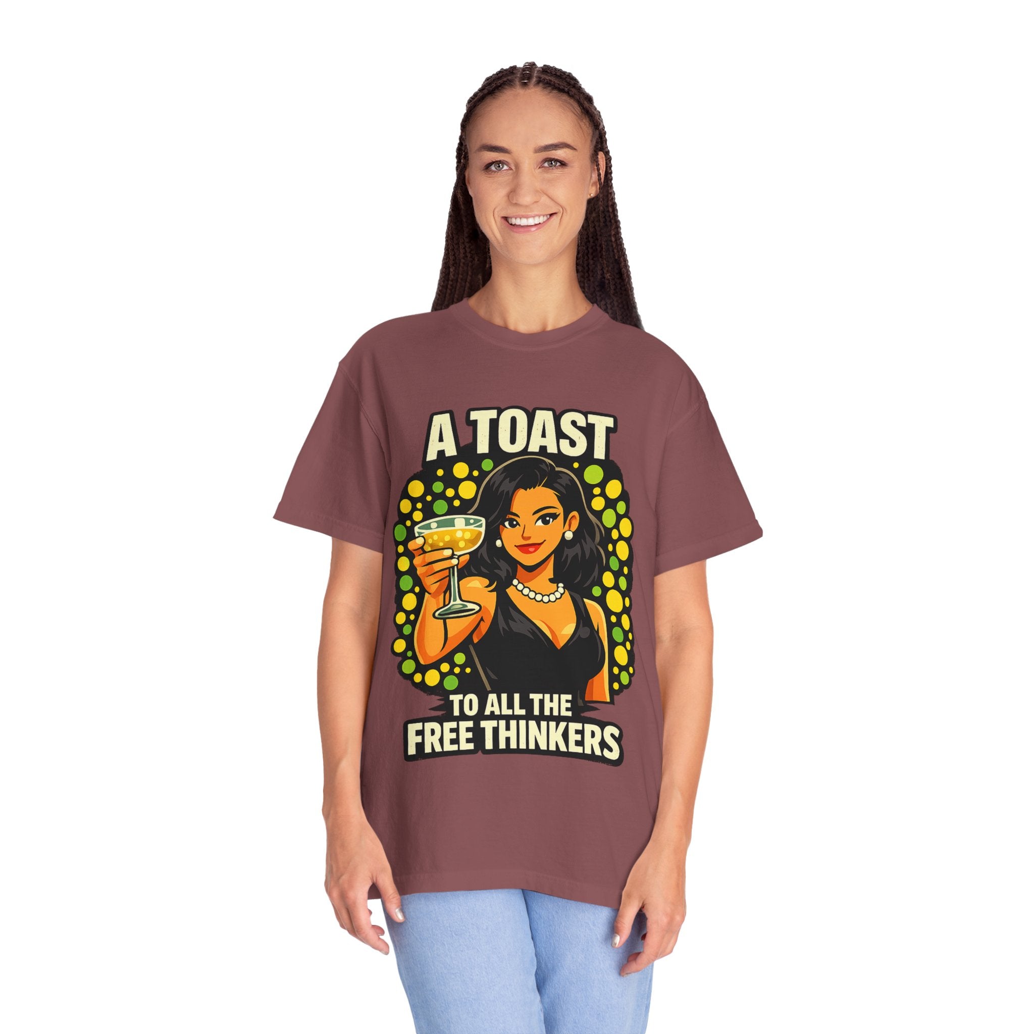 Vintage 'A Toast to All the Free Thinkers' Graphic T-Shirt