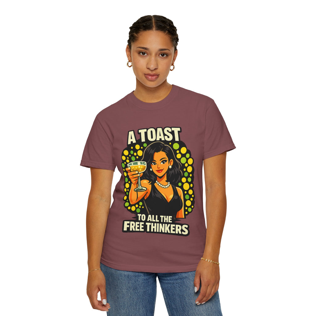 Vintage 'A Toast to All the Free Thinkers' Graphic T-Shirt