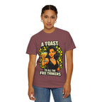 Vintage 'A Toast to All the Free Thinkers' Graphic T-Shirt