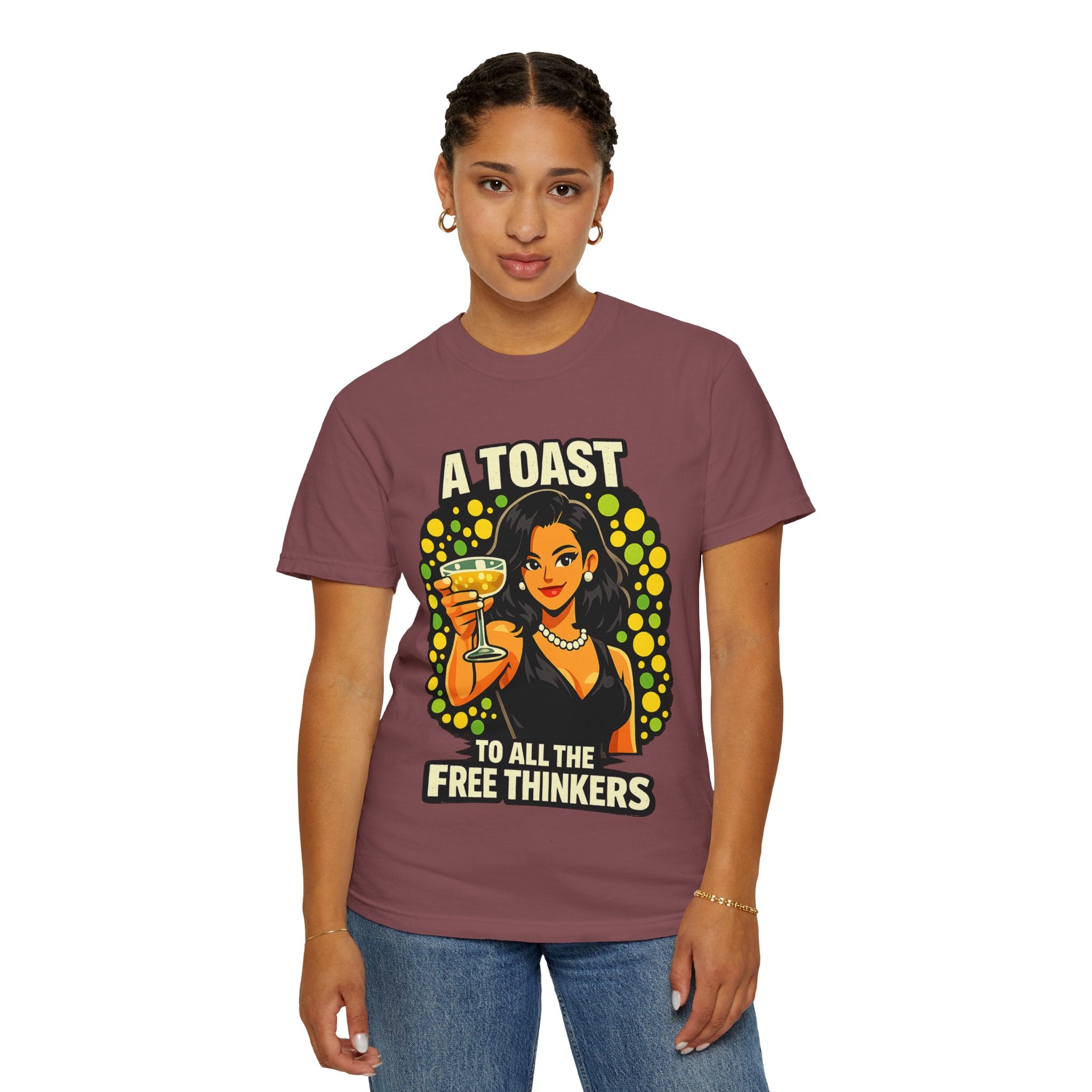 Vintage 'A Toast to All the Free Thinkers' Graphic T-Shirt
