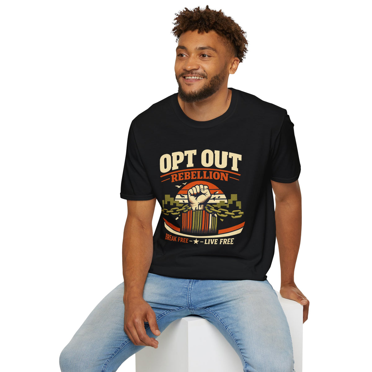 Opt Out Rebellion T-Shirt — "Break Free Live Free" Graphic Tee