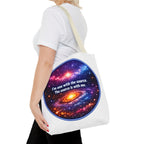 Spiritual Galaxy Tote Bag - "I'm one with the source. The source is with me." Cosmic Meditation Tote