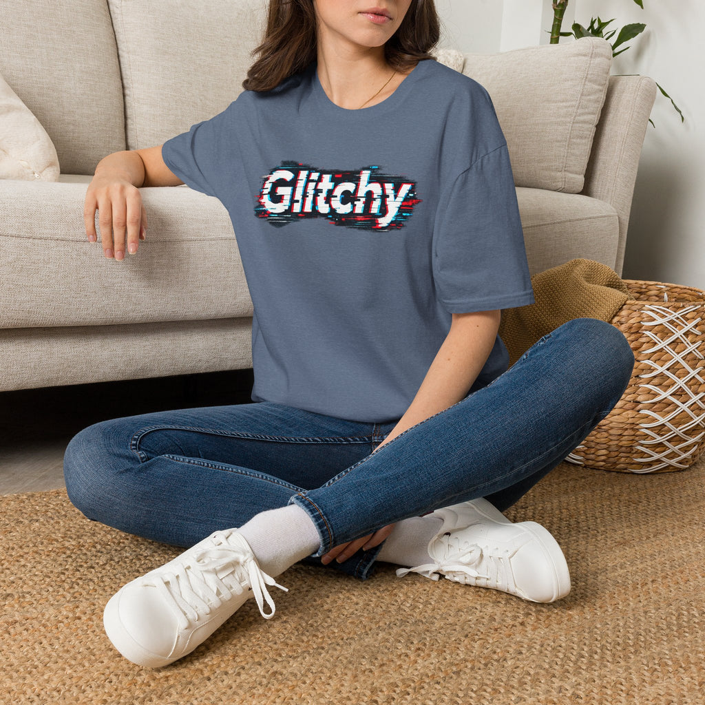 Glitchy Graphic T-Shirt — Retro Glitch Text Tee