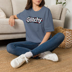 Glitchy Graphic T-Shirt — Retro Glitch Text Tee