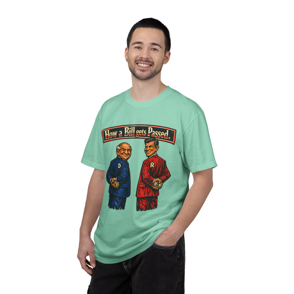 How a Bill Gets Passed Political T-Shirt — Vintage Party Satire Tee