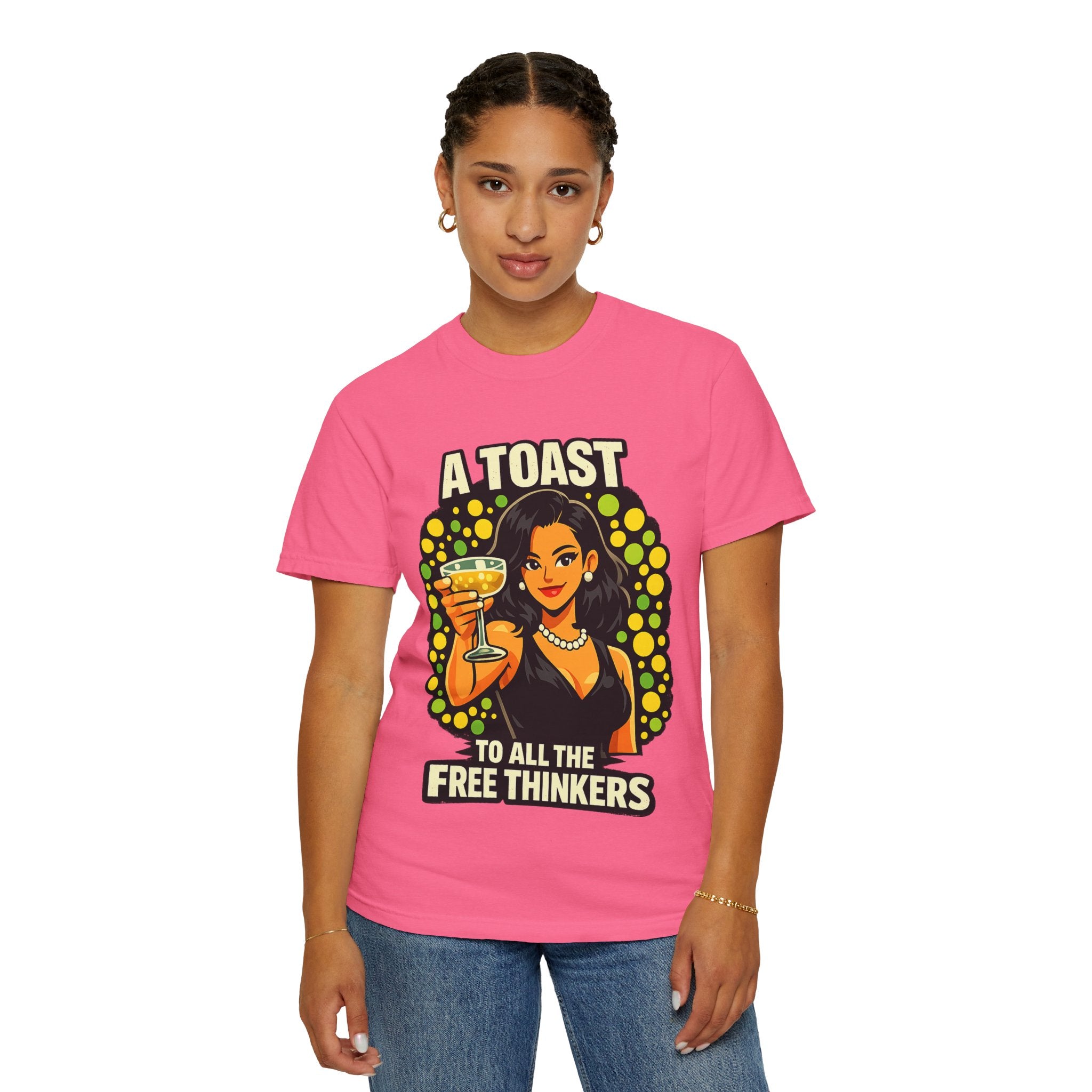 Vintage 'A Toast to All the Free Thinkers' Graphic T-Shirt