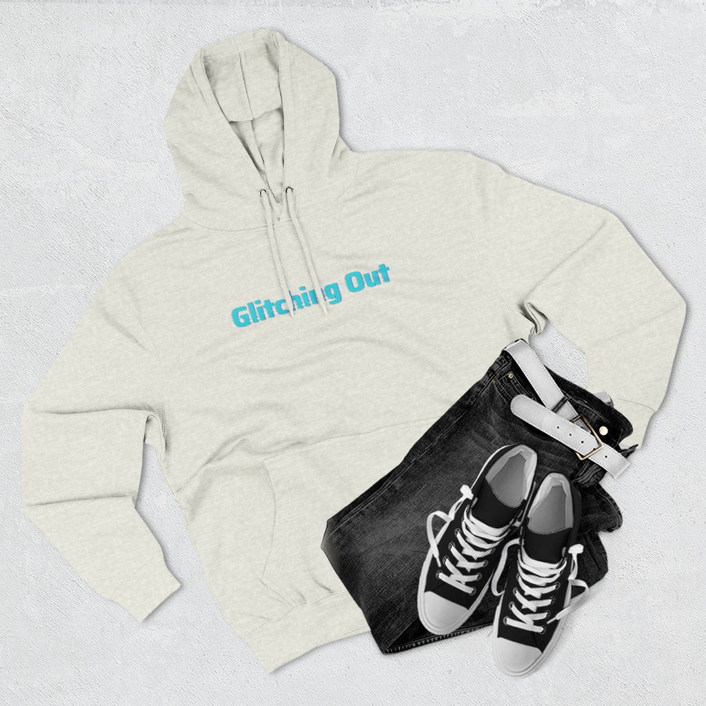 Glitching Out Hoodie — Retro Cyber Geometric Graphic Fleece Hoodie