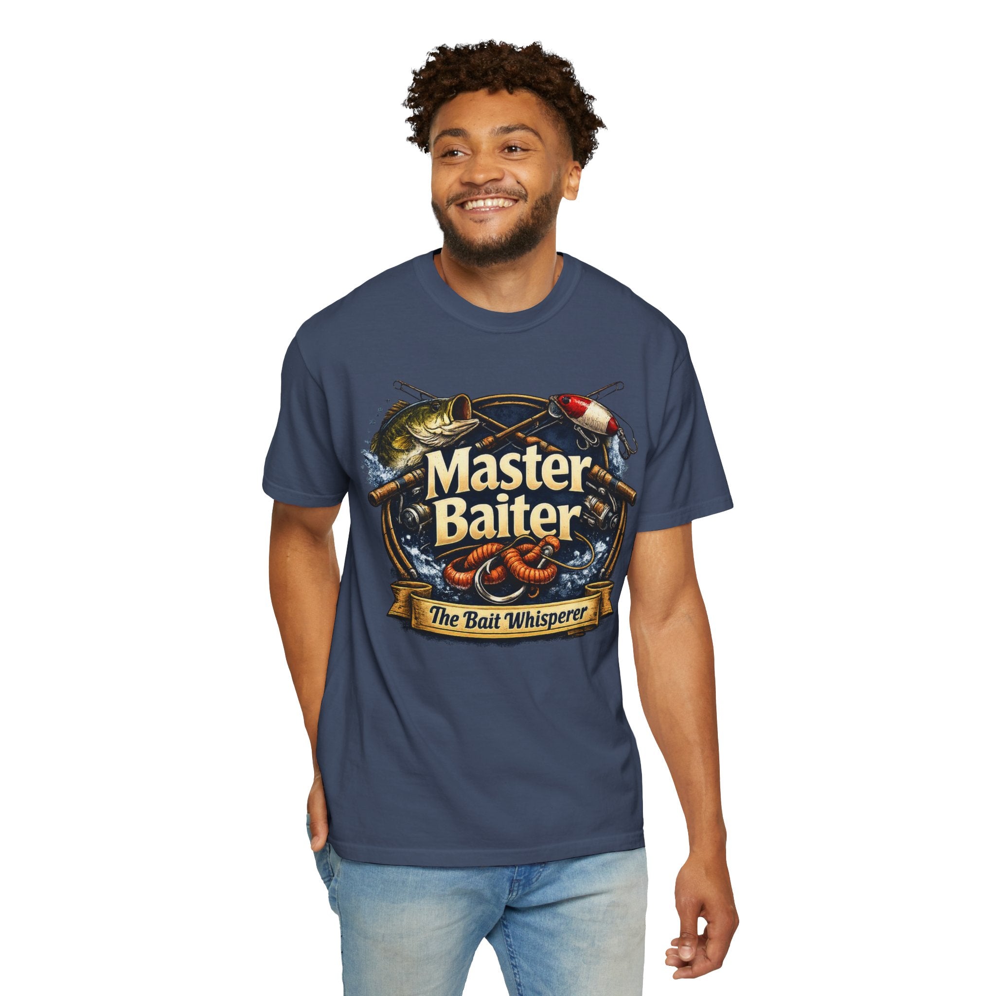 Master Baiter Fishing Satire T-Shirt — “The Bait Whisperer” Graphic Tee