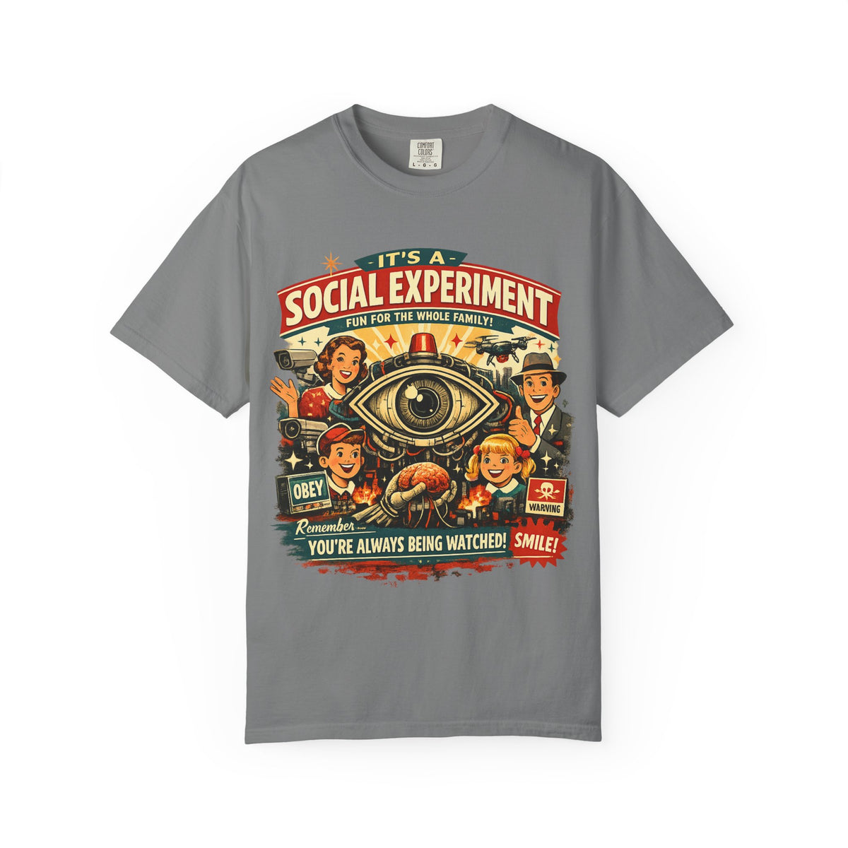 T-Shirt — "It's a Social Experiment" Retro Surveillance Graphic Tee
