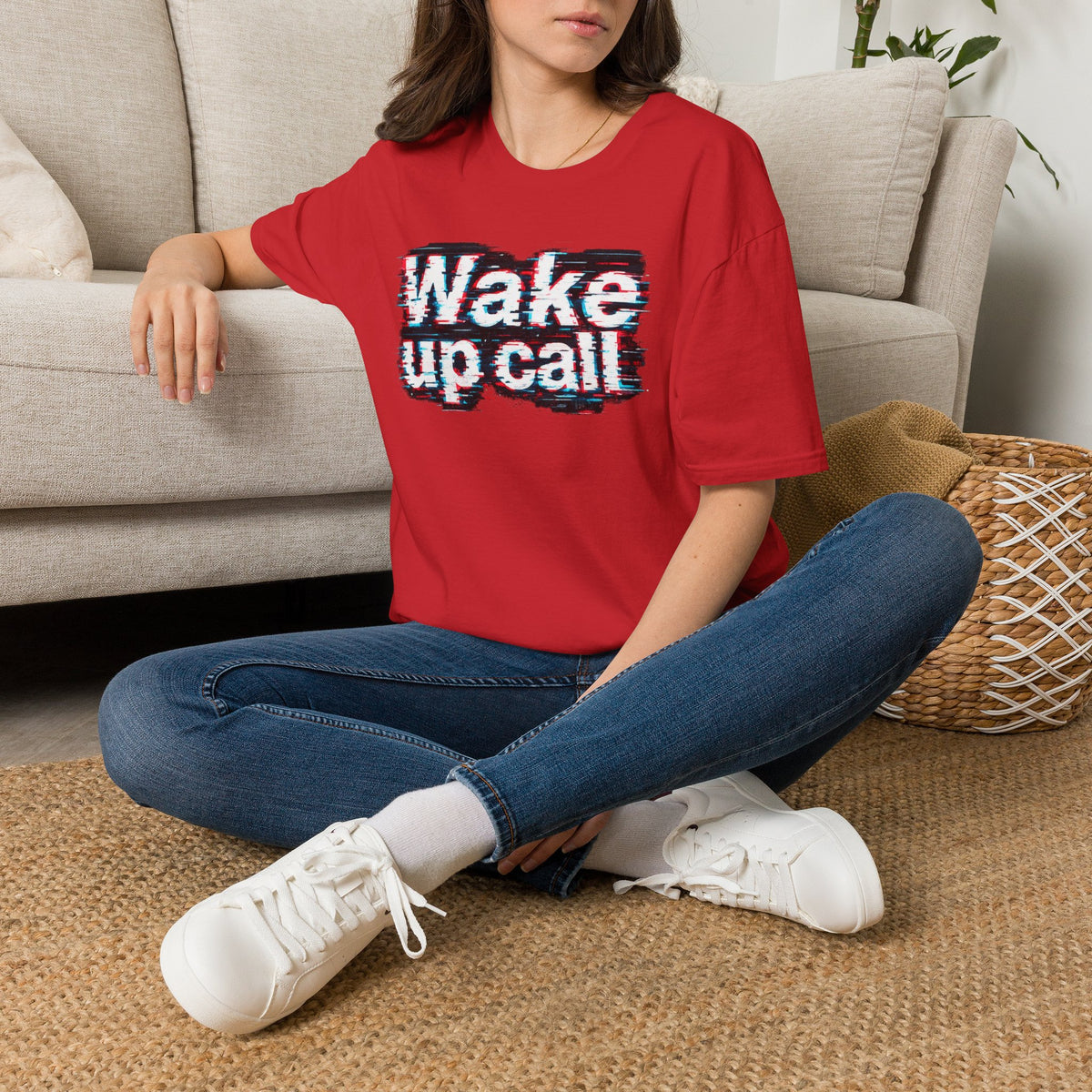 Wake Up Call Graphic Tee — Retro Glitch Text T‑Shirt