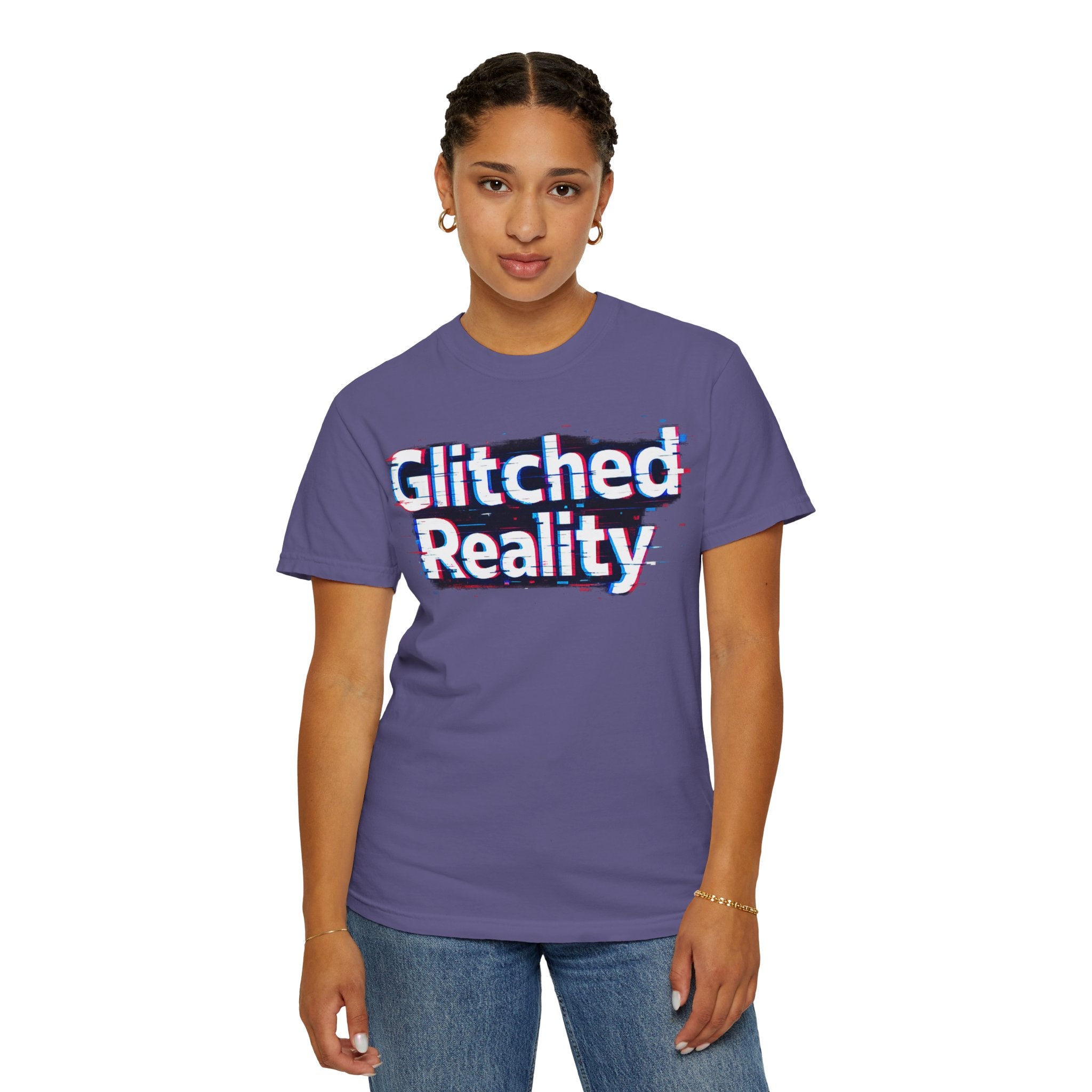 Glitched Reality T‑Shirt — Retro Glitch Graphic Tee with "Glitched Reality" Text